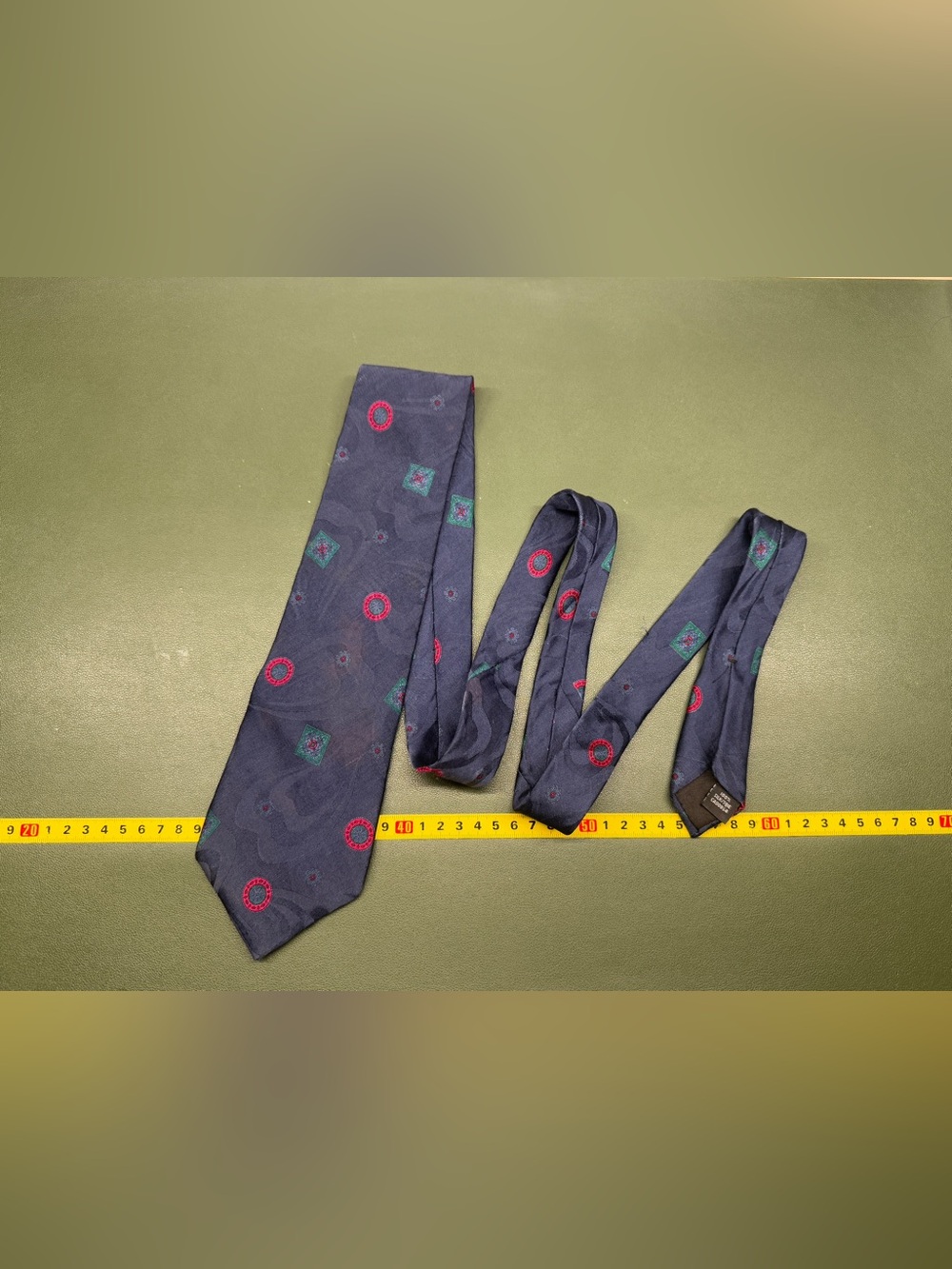3 for $25 Guy Laroche 100% Silk Tie Navy Geometric Red Teal Designer Necktie